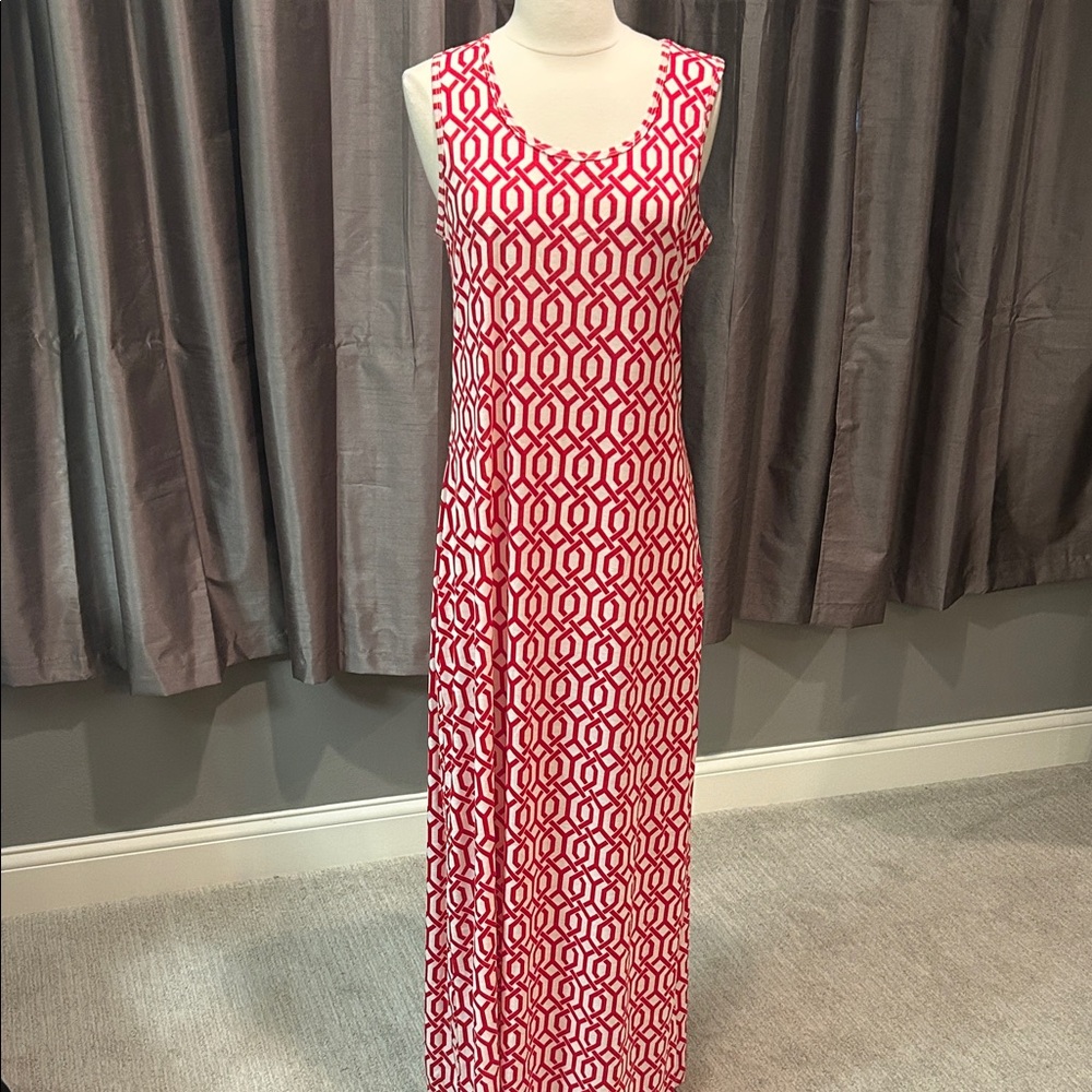 LuLaRoe Red Geometric Dani Style Maxi Dress sz large NEW!